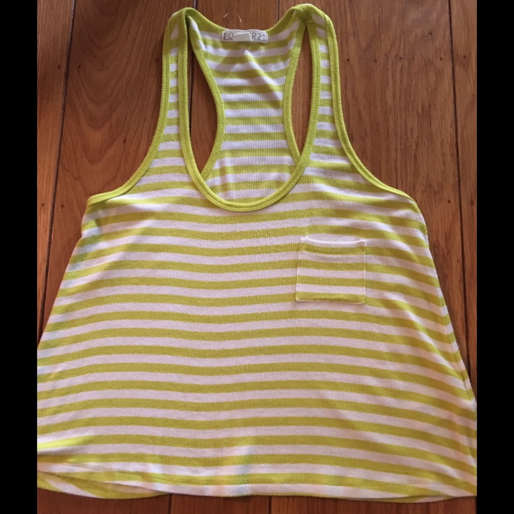 White/Lime Green Racer Back Top Size S/P